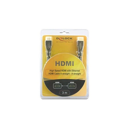 DeLOCK HDMI Han - HDMI Han 3 m Antracit (Sort) | Kvalitetskabler til Optimal Ydeevne | Varenummer: 4043619827381